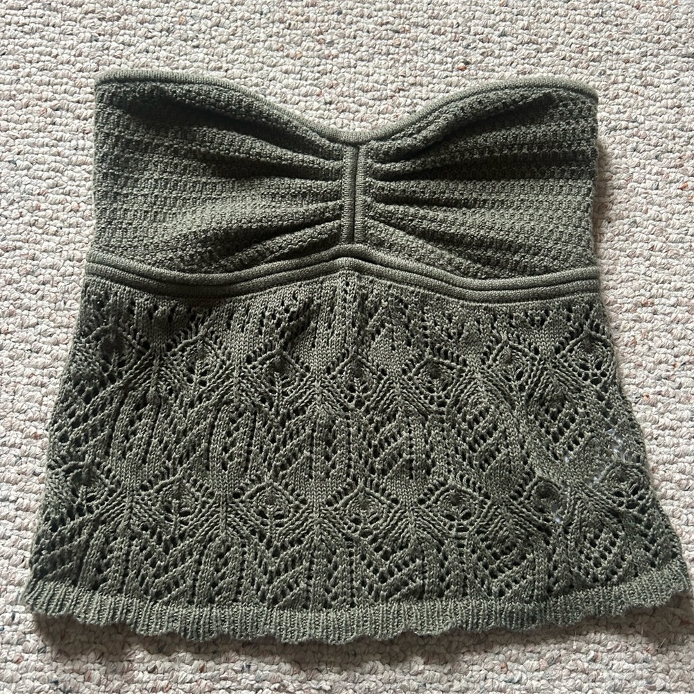 American Eagle Outfitters Dark Green Lace Tube Top